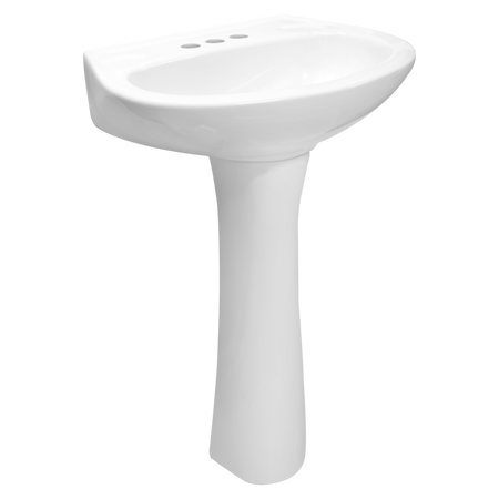 Pedestal Terra Blanco CATO con lavabo — vista lateral