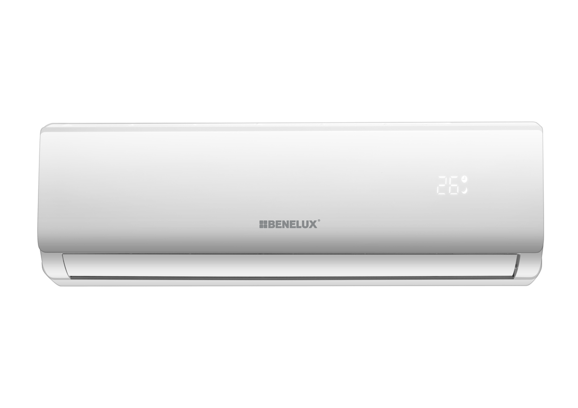 Minisplit Benelux Platino On/Off 24,000 BTU 220V lateral derecha