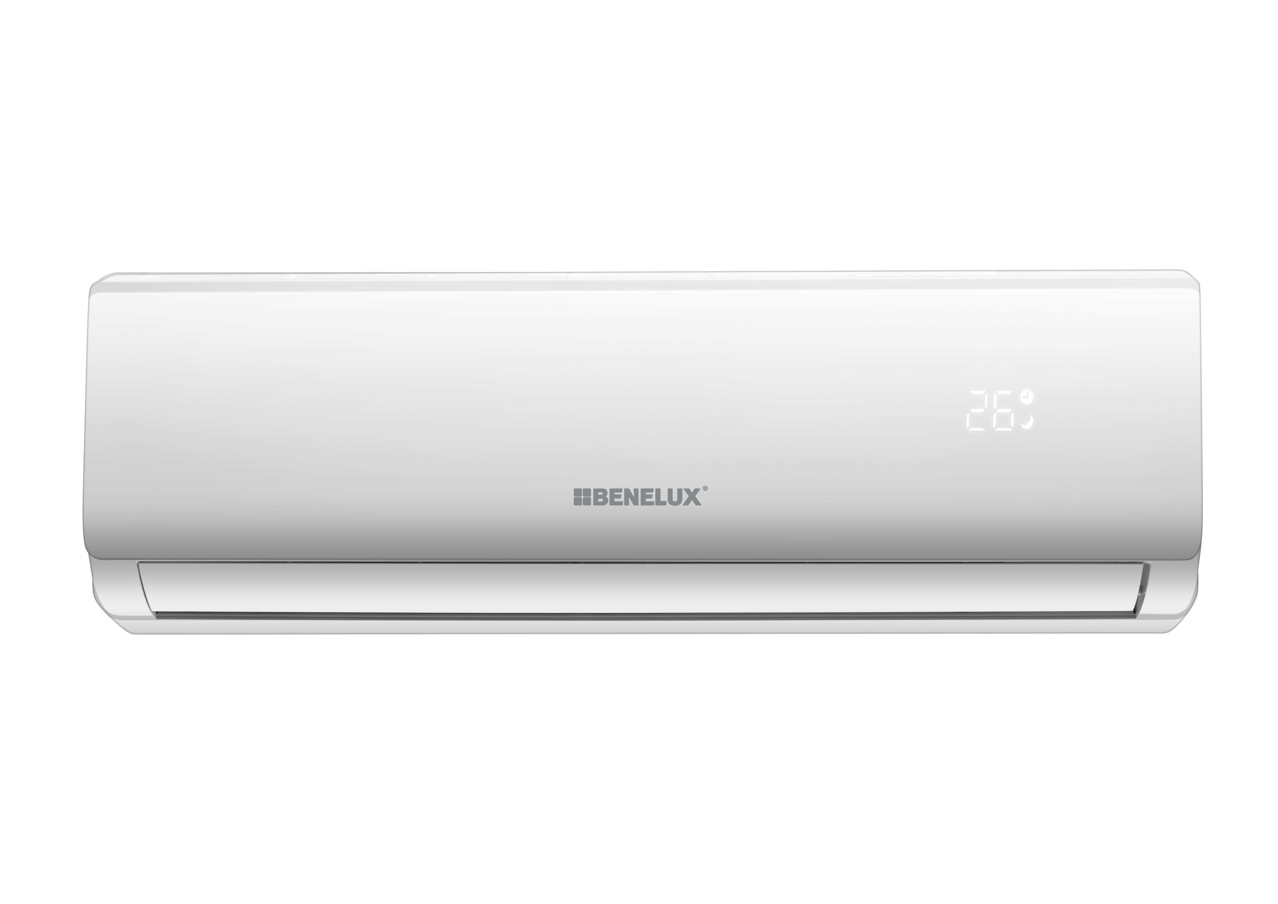 Minisplit Benelux Platino On/Off 24,000 BTU 220V lateral derecha