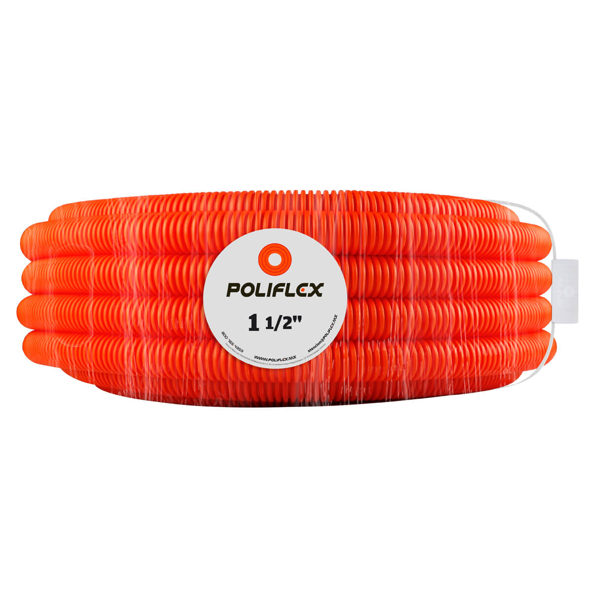 Poliflex Naranja Bicapa 1½″ 38mm 50m Capa Interna Lisa — Vista principal — POLIFLEX