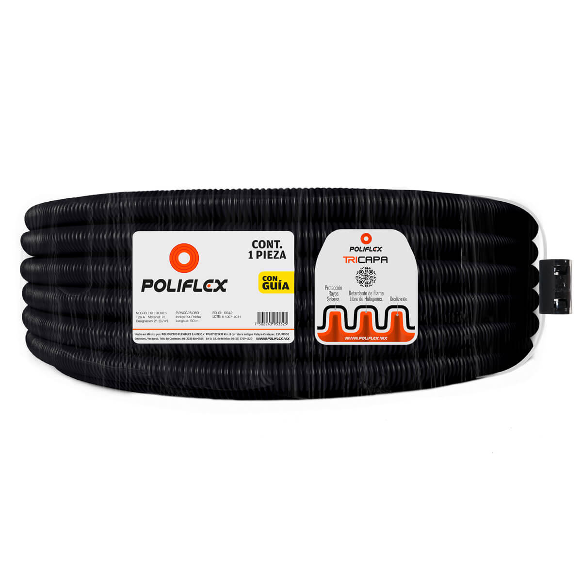 Poliflex Negro Exteriores 3/4″ 50m Anti-UV — Vista principal — POLIFLEX