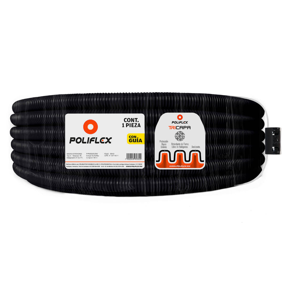 Poliflex Negro Exteriores 3/4″ 50m Anti-UV — Vista principal — POLIFLEX