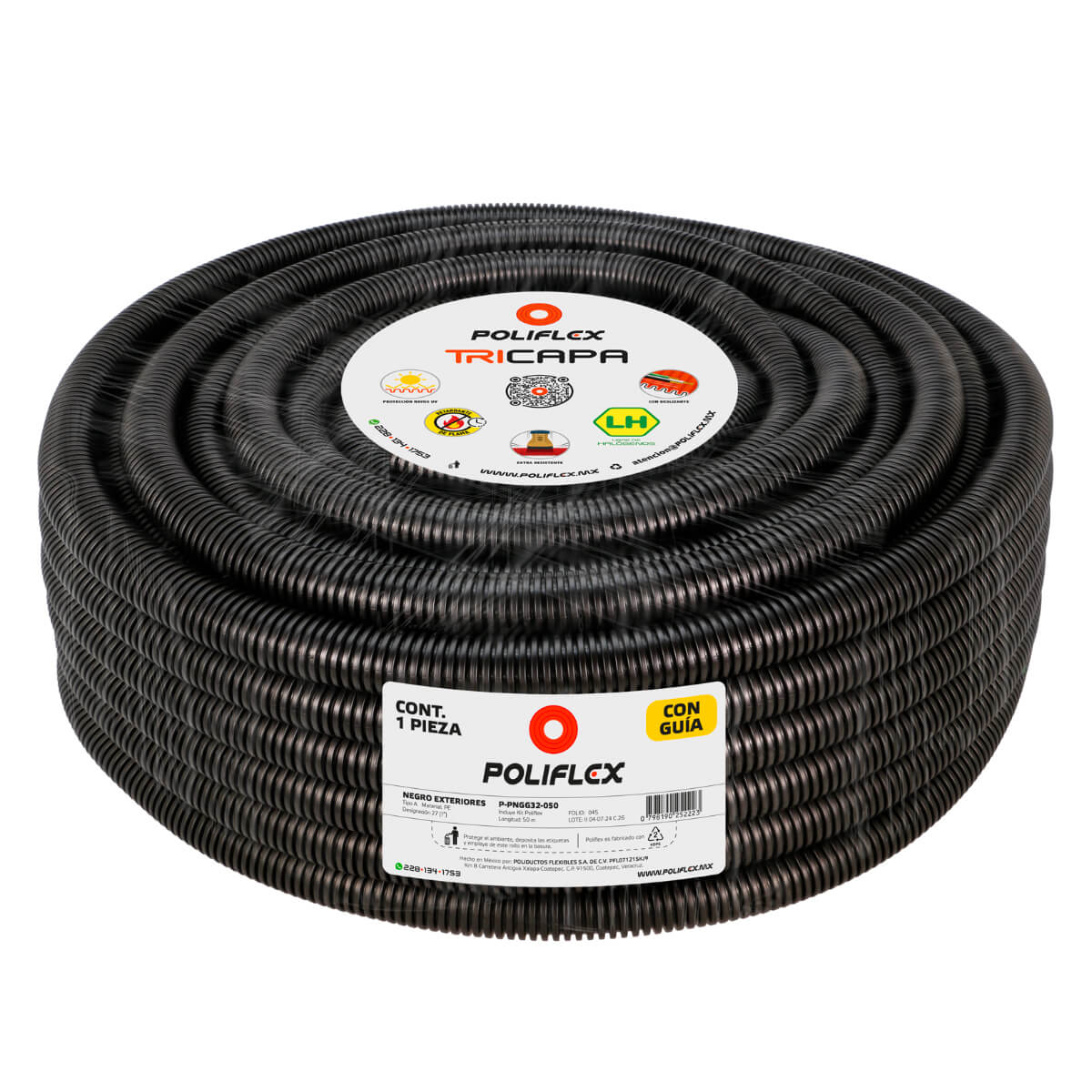 Poliflex Negro Exteriores 1″ 50m Anti-UV — Vista 2 — POLIFLEX