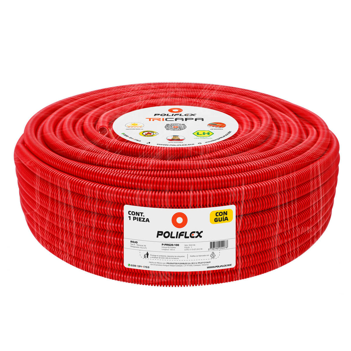 Poliflex Tricapa Rojo 1/2″ 100m Extra Resistente — Vista 2 — POLIFLEX