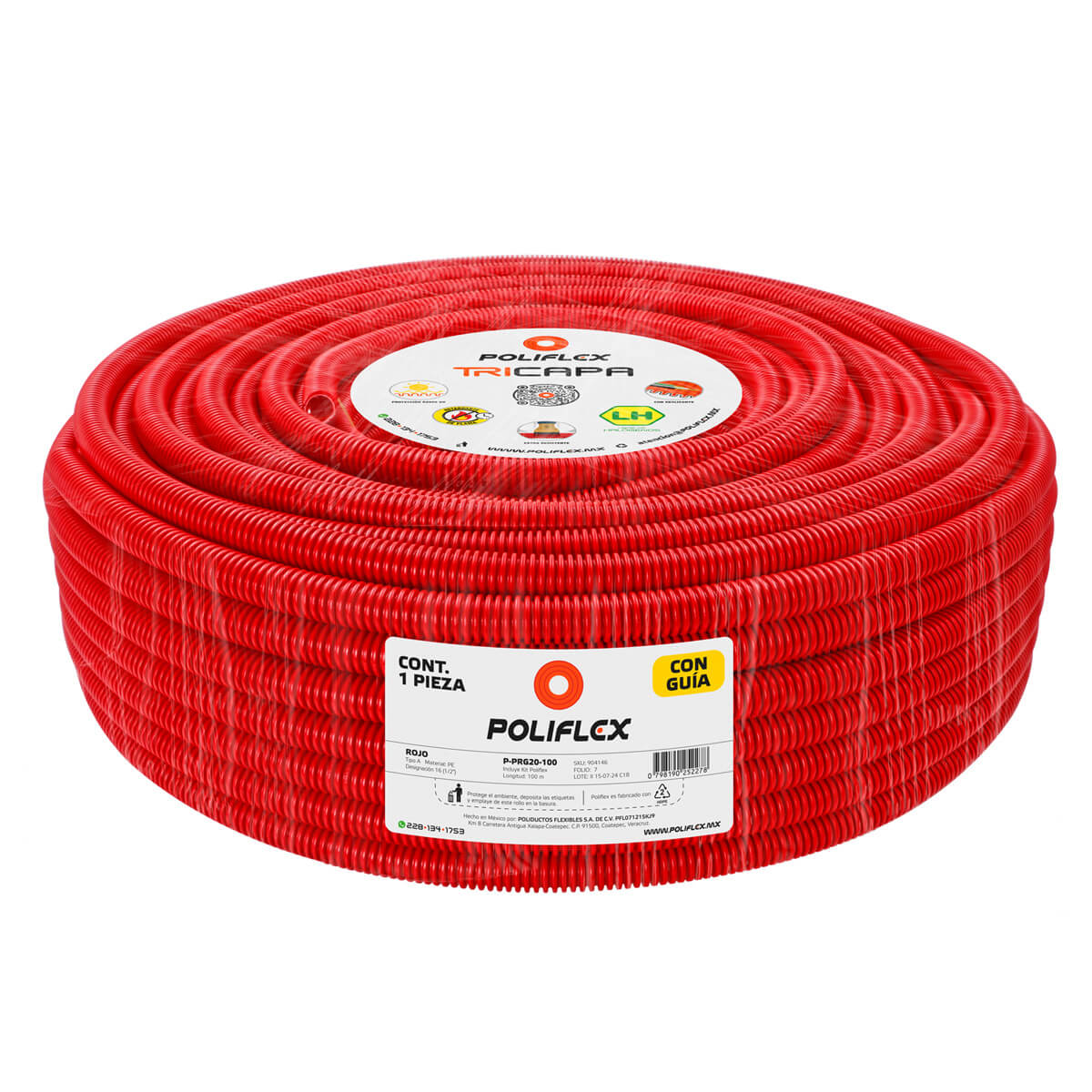 Poliflex Tricapa Rojo 1/2″ 100m Extra Resistente — Vista 2 — POLIFLEX