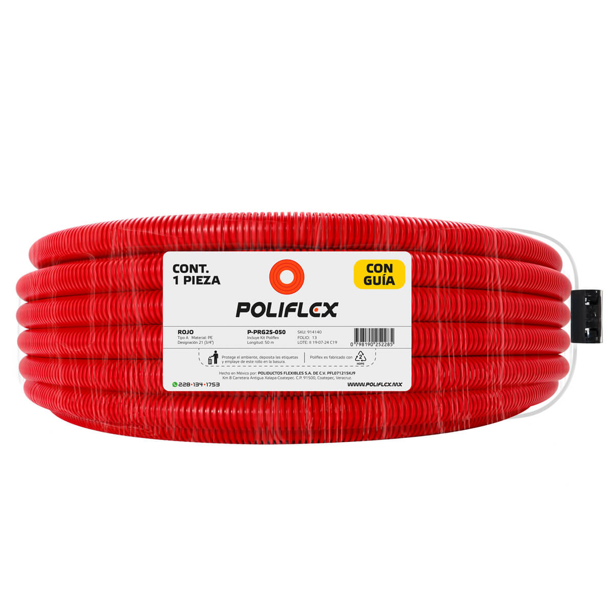 Poliflex Tricapa Rojo 3/4″ 50m Extra Resistente — Vista principal — POLIFLEX