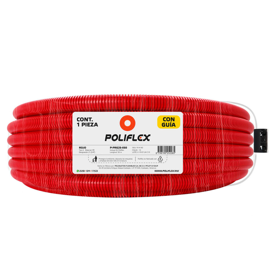 Poliflex Tricapa Rojo 3/4″ 50m Extra Resistente — Vista principal — POLIFLEX