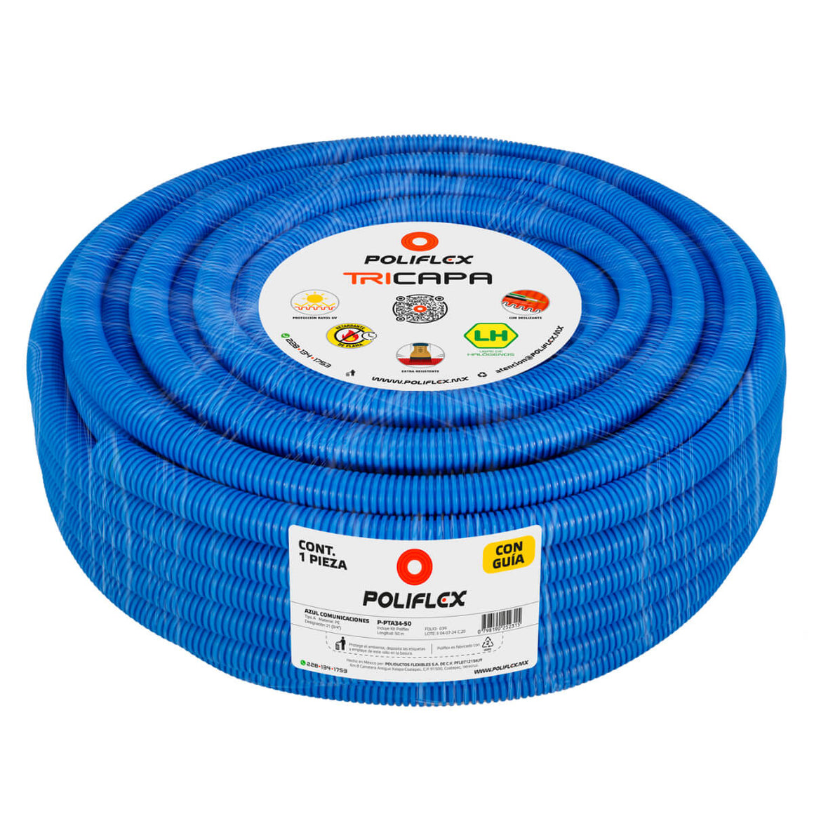 Poliflex Tricapa Azul 3/4″ 50m Voz y Datos — Vista 2 — POLIFLEX