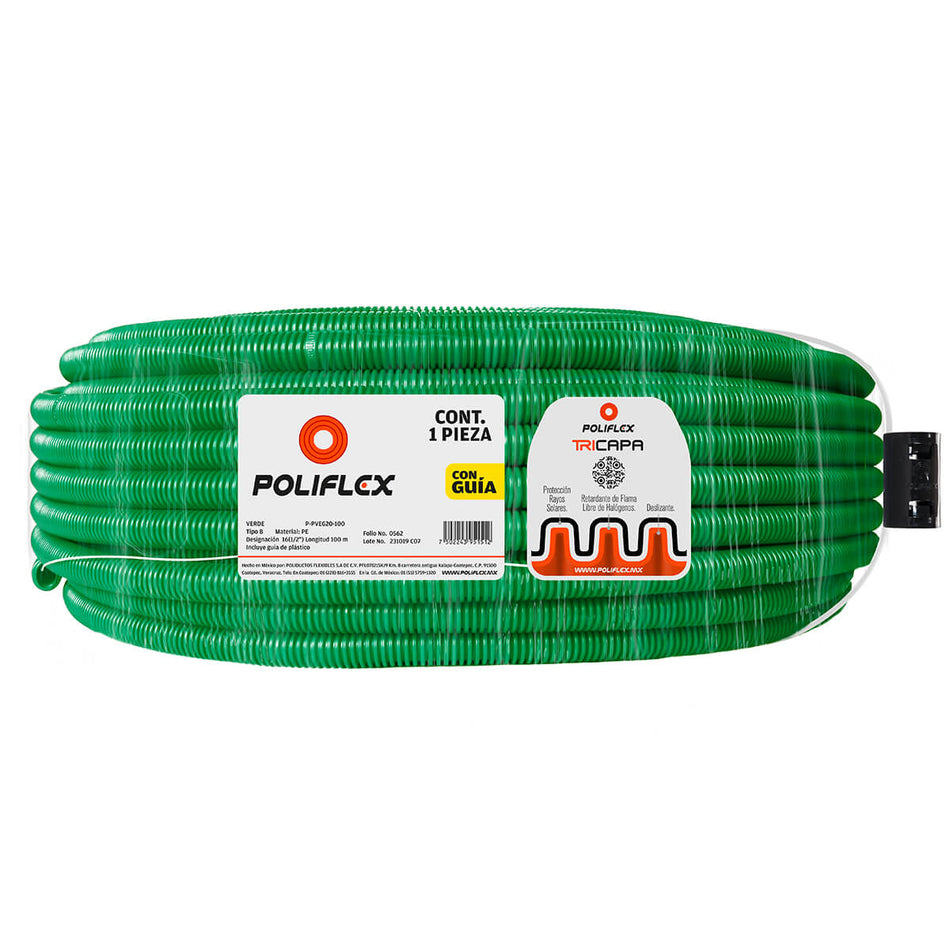 Poliflex Tricapa Verde 1/2″ 100m Edificación Vertical — Vista principal — POLIFLEX