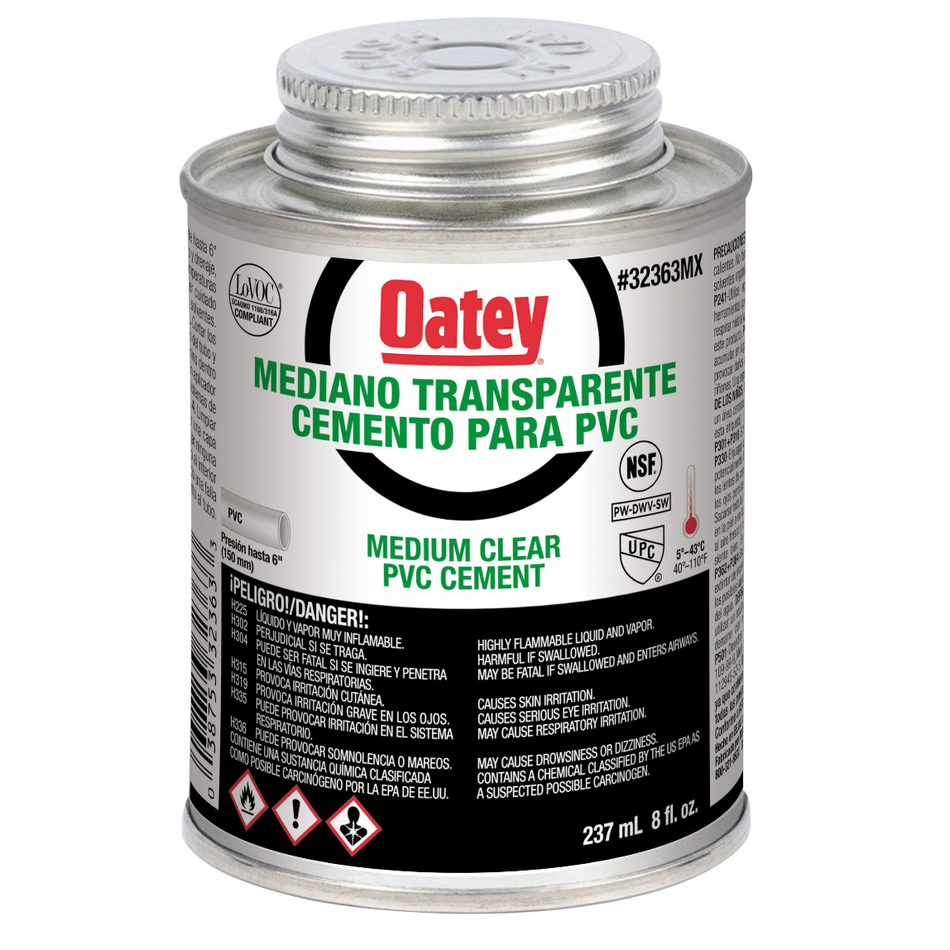 Pegamento Para Pvc Transparente (8 Oz / 237 Ml), Modelo 32363Mx, Oatey Pg3152