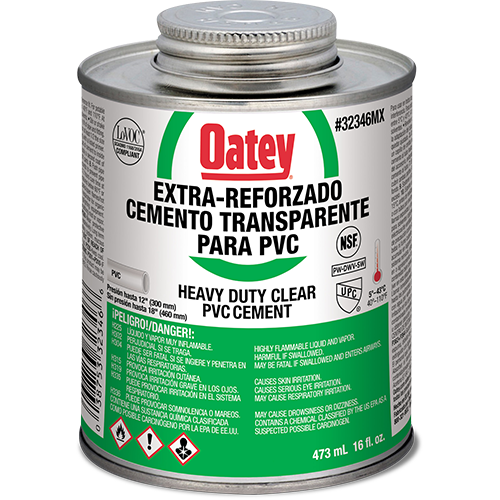 Cemento Para Pvc De Viscosidad Gruesa Transparente (16 Oz / 473 Ml), Modelo 32346Mx, Oatey Pg3168