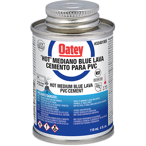 Cemento Azul Para Pvc Blue Lava (4 Oz / 118 Ml), Especial Para Alta Humedad Y Exterior, Modelo 32401Mx, Oatey Pg3169