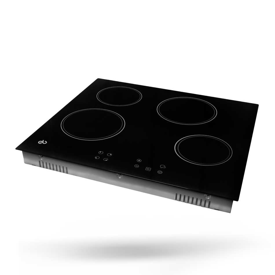 Parrilla de Vitrocerámica 60 cm 4 Quemadores Vidrio Negro