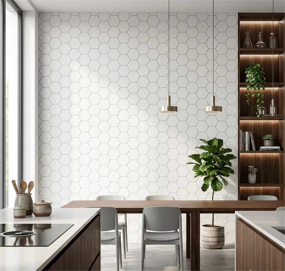 Porcel Hexagon Rect Carrollton White 23.2x26.7 0.84mt (precio por metro)