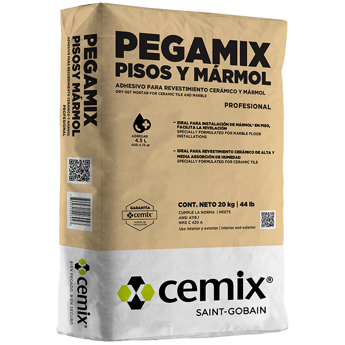 Adhesivo Gris Pisos Y Mármol 20 Kg Cemix Pr40033