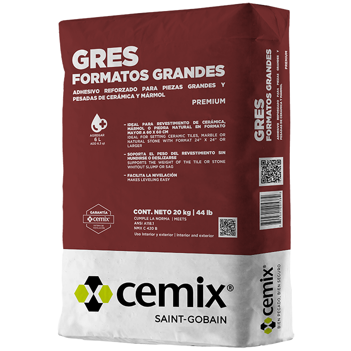Adhesivo Gres Formatos Grandes 20 Kg Cemix Pr4194