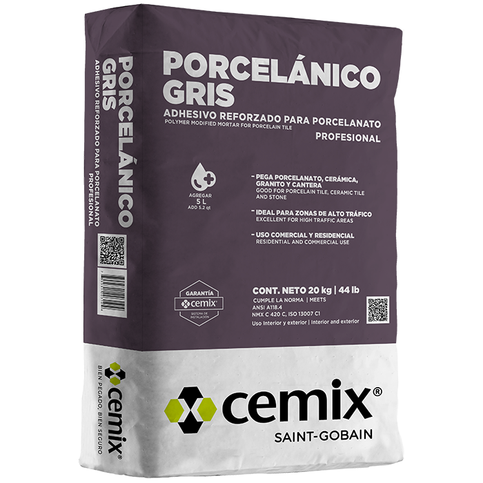 Pegazulejo Porcelánico Gris 20 Kg Cemix Pr4555