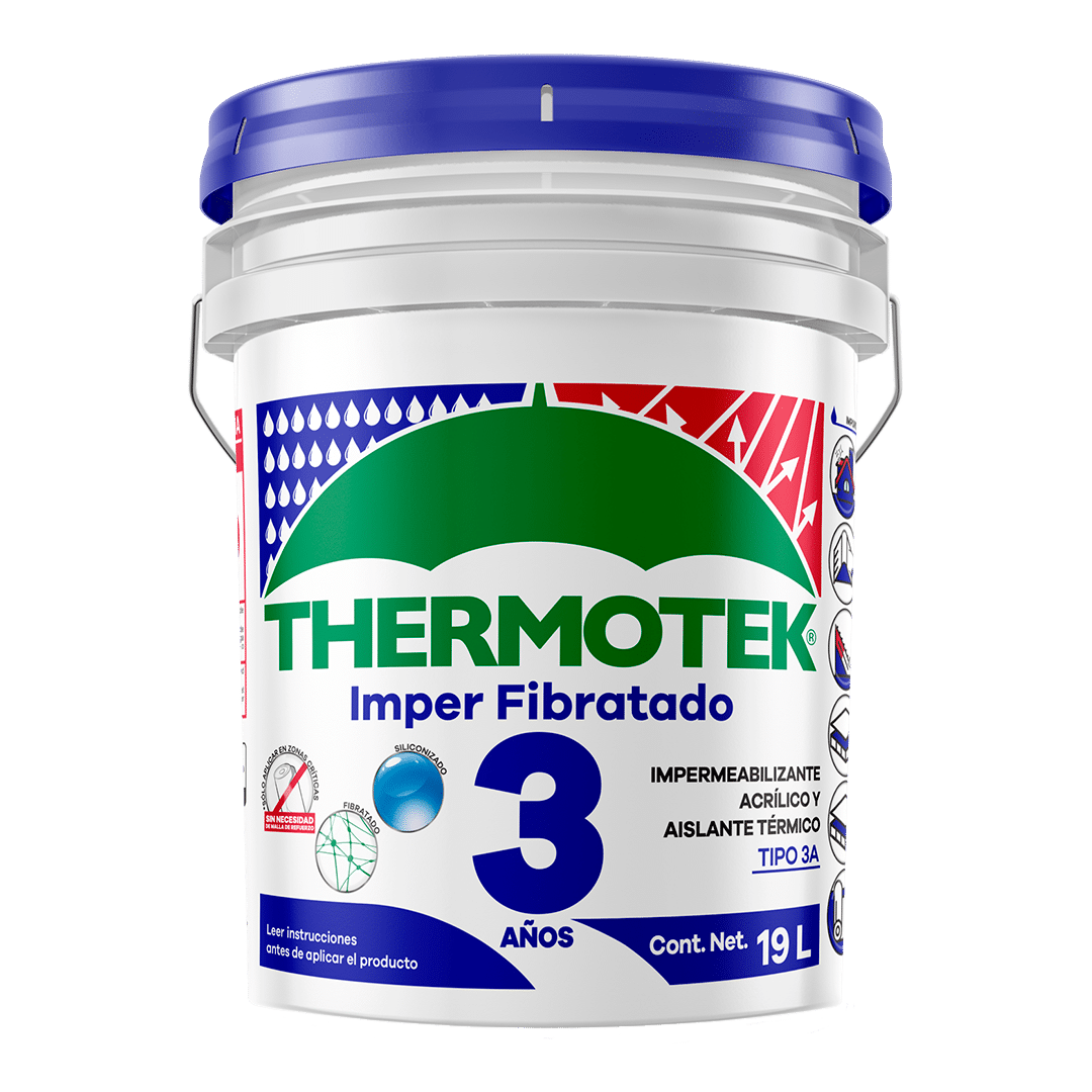 THERMOTEK IMPER FIBRATADO 3 años — Impermeabilizante acrílico fibratado blanco galón 3.8 L