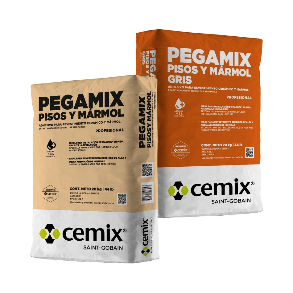 Pegamix Pisos y Mármol Blanco 20kg - CEMIX