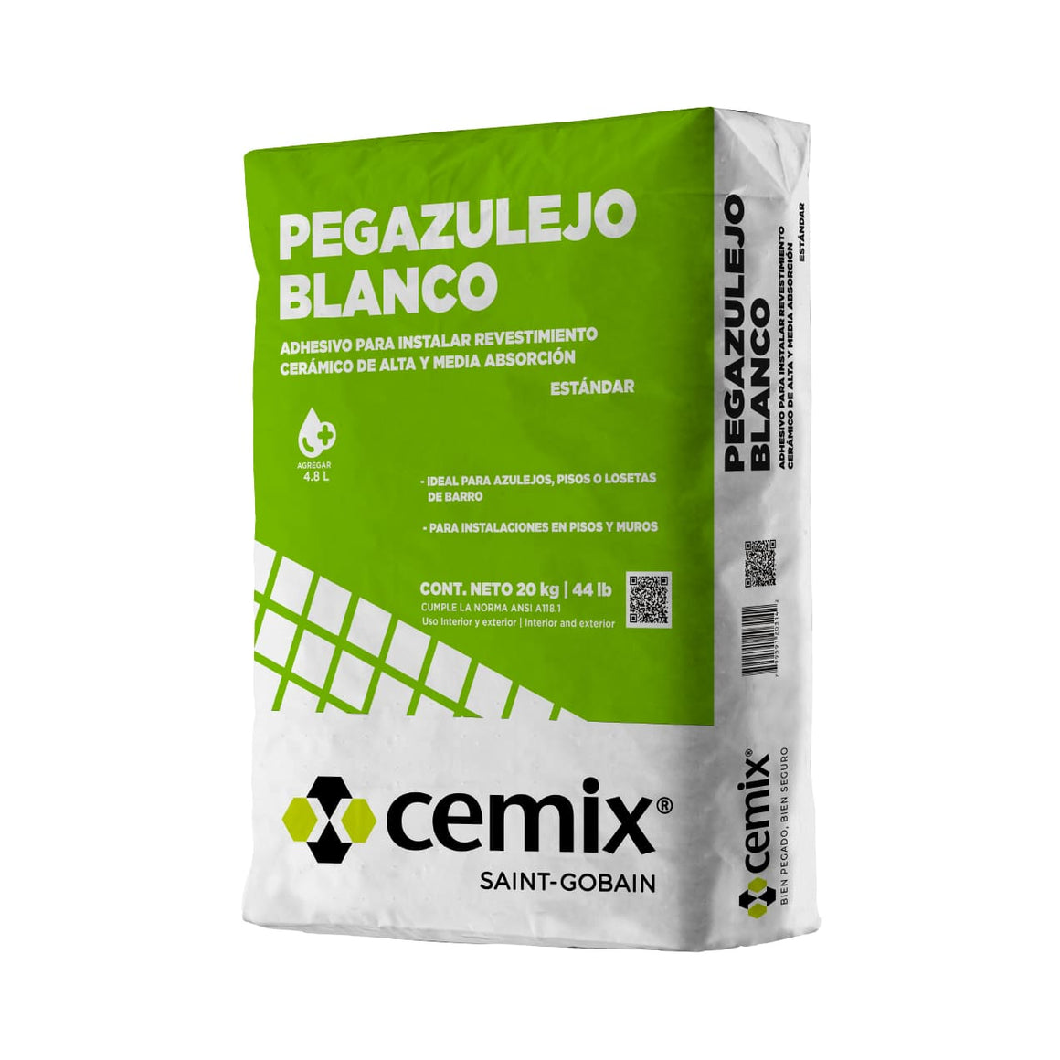 Pegazulejo Blanco 20 kg - Adhesivo para pisos y azulejos cerámicos - CEMIX
