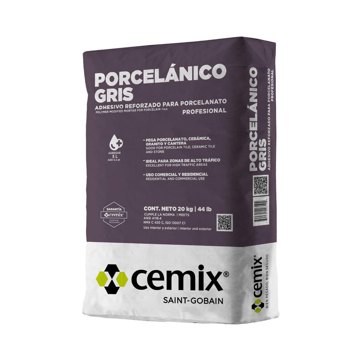 Porcelánico Gris 20kg - Adhesivo para porcelanato CEMIX