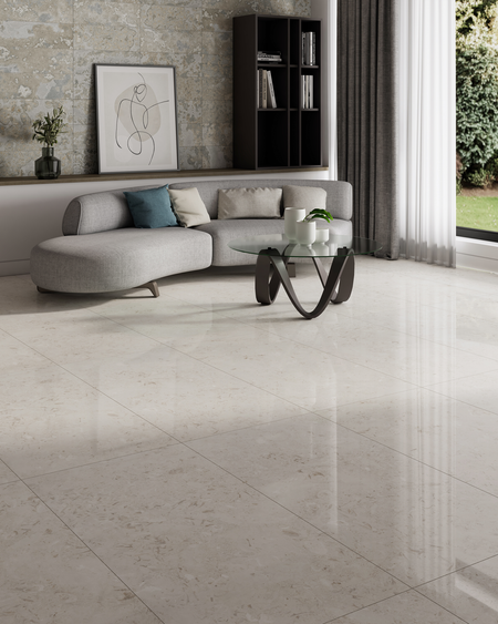 Render sala Coral Shell Beige con Pangea Sand Cesantoni