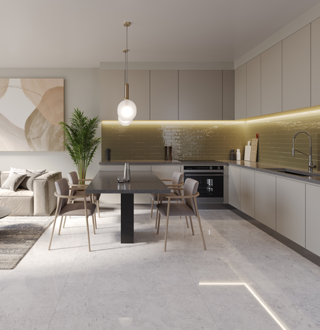Render cocina Coral Shell Gray Cesantoni