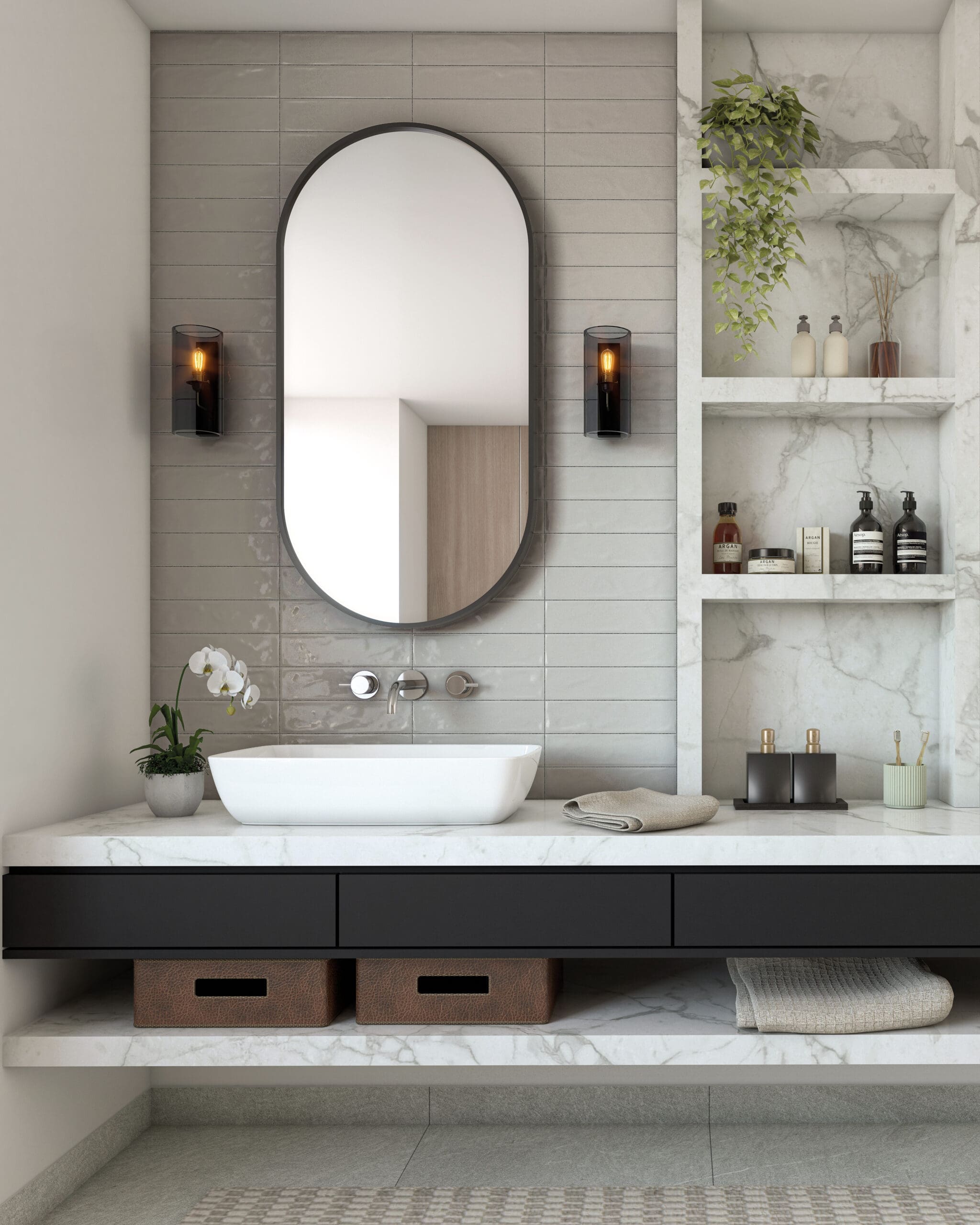 Edimburgo Taupé detalle render ambiente Cesantoni