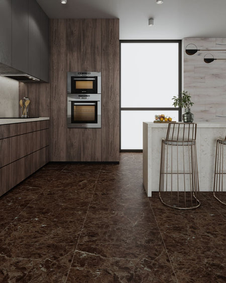 Ravelo - Piso Gres Mármol Mate Rectificado 61x61 cm - Render Cocina