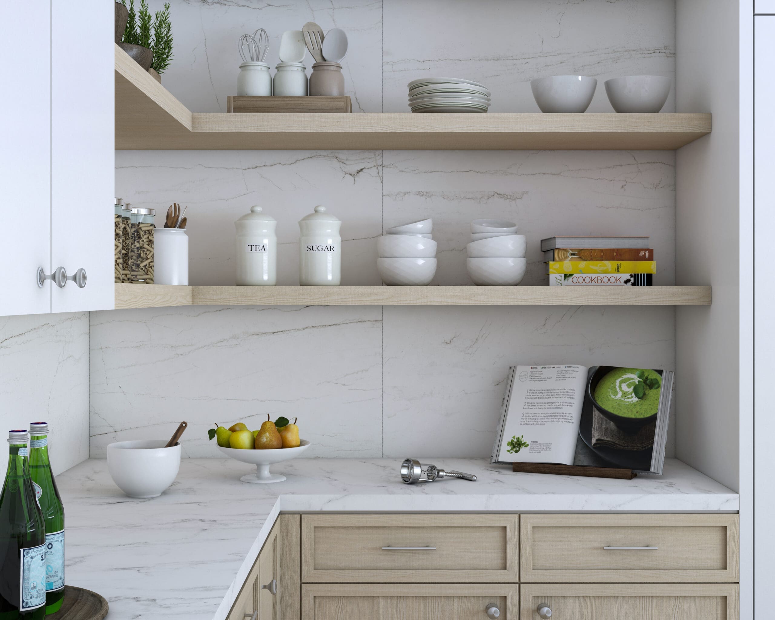 Santorini — render cocina detalle HD