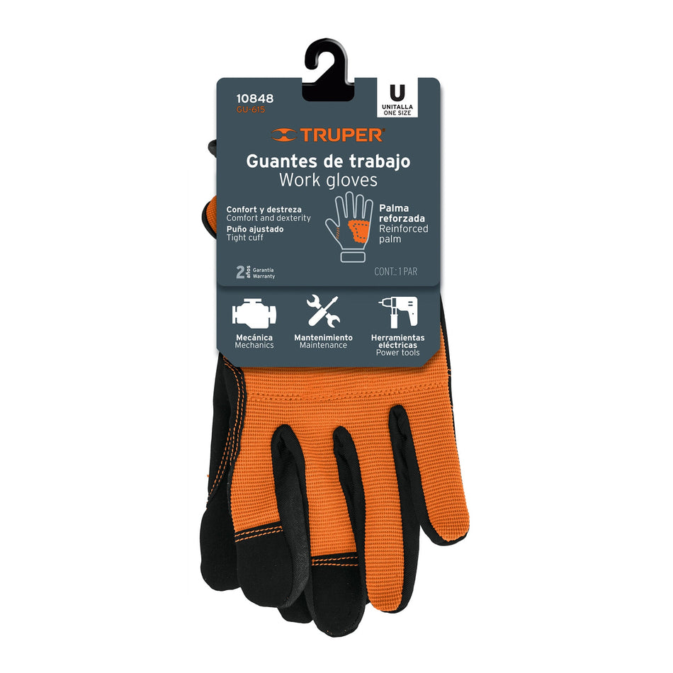 Guantes para Mecánico con Palma Reforzada Uso Rudo Profesional, TP10848
