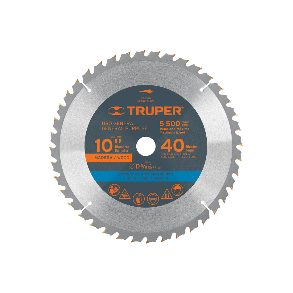 Disco de Sierra Circular para Madera 10 Pulg 40 Dientes St-1040, TP18305