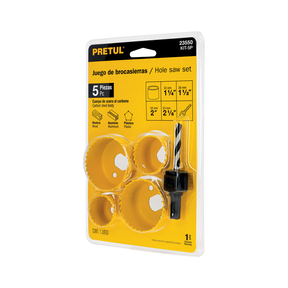 Kit de 5 Sierras Cortacírculos para Madera Pretul Alta Calidad, TP23550