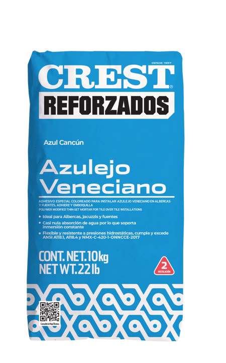 Adhesivo Crest Azulejo Veneciano Azul Cancún 10 kg — CREST