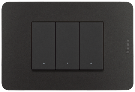 Placa resina Negro Mate 1 módulo con chasis Quinziño GO BTICINO JA4803M1JBQ