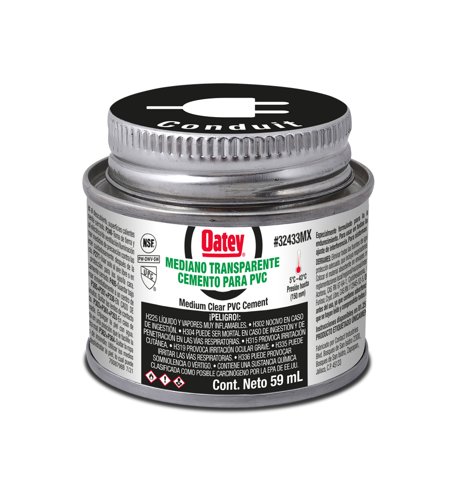 Pegamento Para Pvc Transparente (2 Oz / 60 Ml), Modelos 32361Mx / 32433Mx, Oatey, Pg3150